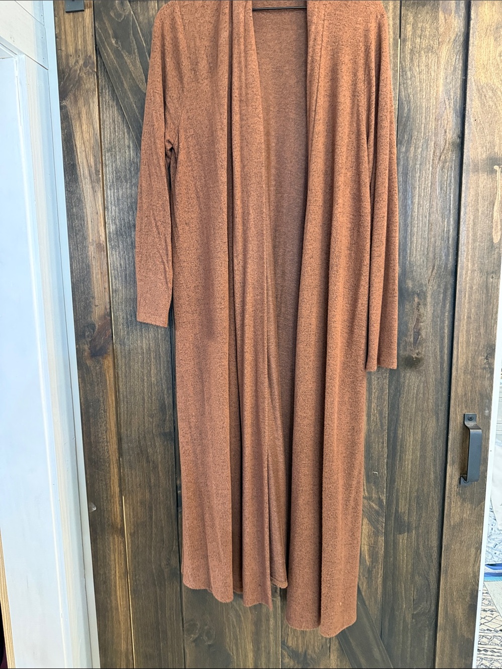 Long Open-Front Women’s Dress Cardigan in Rust